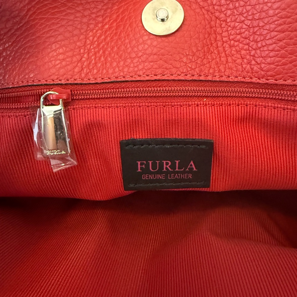 Furla Red Leather Satchel Bag - Picture 12 of 14